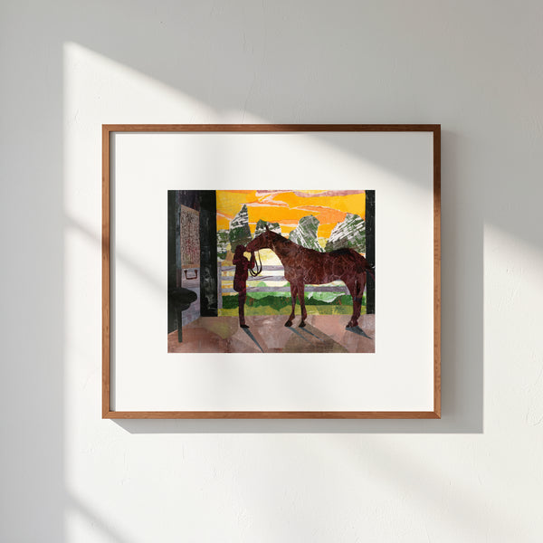 Horse and a Woman in Barn Print - FIRST LOVE - 8x10 11x14 Animal Wall Art