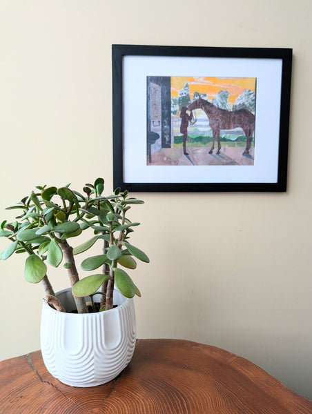 Horse and a Woman in Barn Print - FIRST LOVE - 8x10 11x14 Animal Wall Art