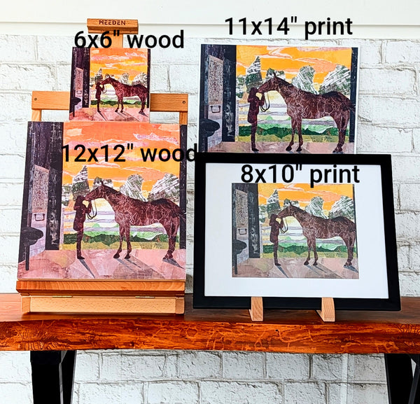 Horse and a Woman in Barn Print - FIRST LOVE - 8x10 11x14 Animal Wall Art