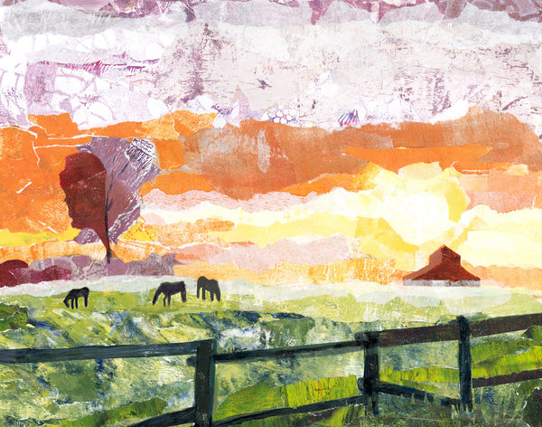 Horses in field art Print - FIELD OF DREAMS - 8x10 11x14 Animal Wall Art