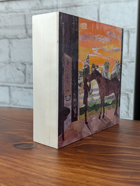 Wooden Cradle Art Panel - FIRST LOVE - The bond between a girl and her horse