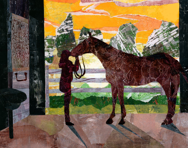 Horse and a Woman in Barn Print - FIRST LOVE - 8x10 11x14 Animal Wall Art