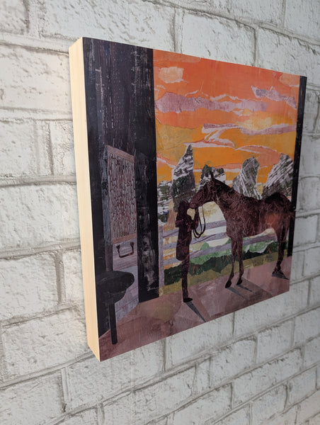 Wooden Cradle Art Panel - 12x12" FIRST LOVE- The bond between a girl and her horse