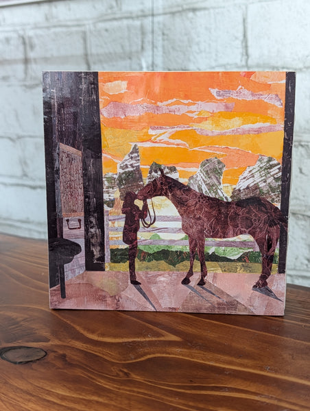 Wooden Cradle Art Panel - FIRST LOVE - The bond between a girl and her horse
